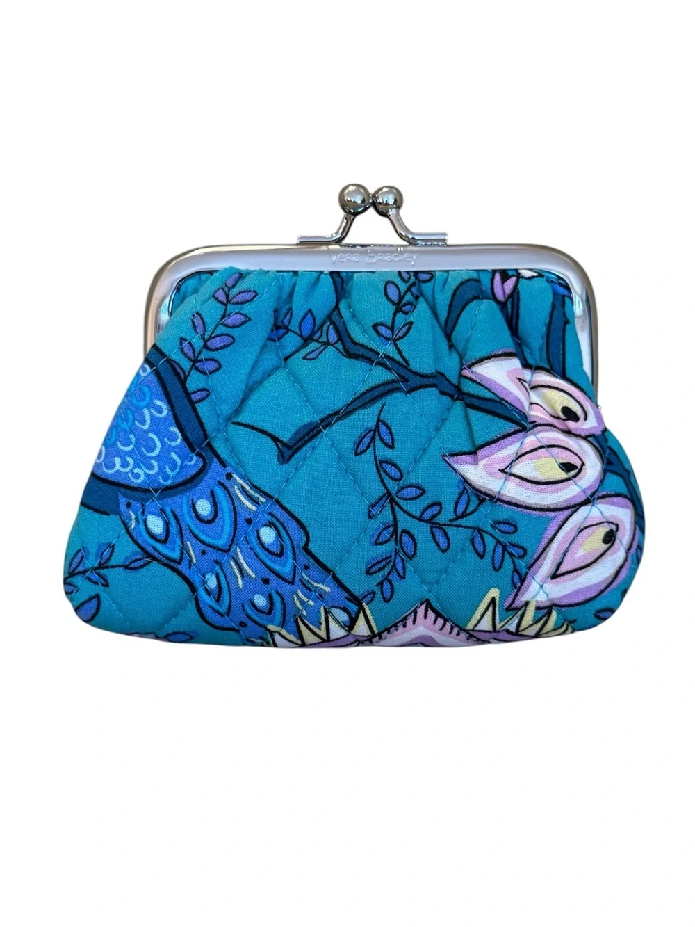 Vera Bradley Kisslock Coin Pouch in Peacock Garden Pattern RETIRED